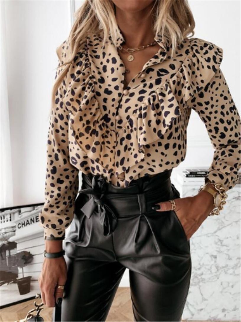 Damen Bluse Punkte Elegant und luxuriös B¨¹ro Rüsche blass rosa grau Schwarze Punkte schwarzer Tupfen große weiße Punkte Weiß Frühling & Herbst 2025 - $25.99 –P2