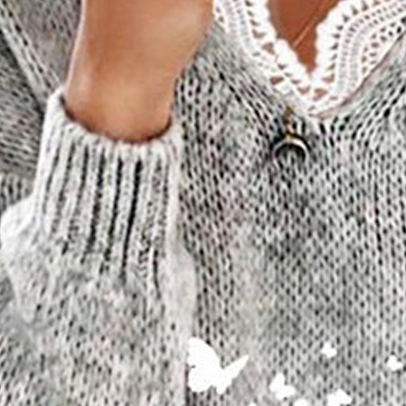 Per donna Pullover Maglione Moda Informale Morbido Farfalla Uncinetto A V Lavorato a maglia Finiture in pizzo Manica lunga Maglia Esterno Giornaliero Per uscire Giallo Grigio Autunno Inverno del 2025 a $7.99 –P6