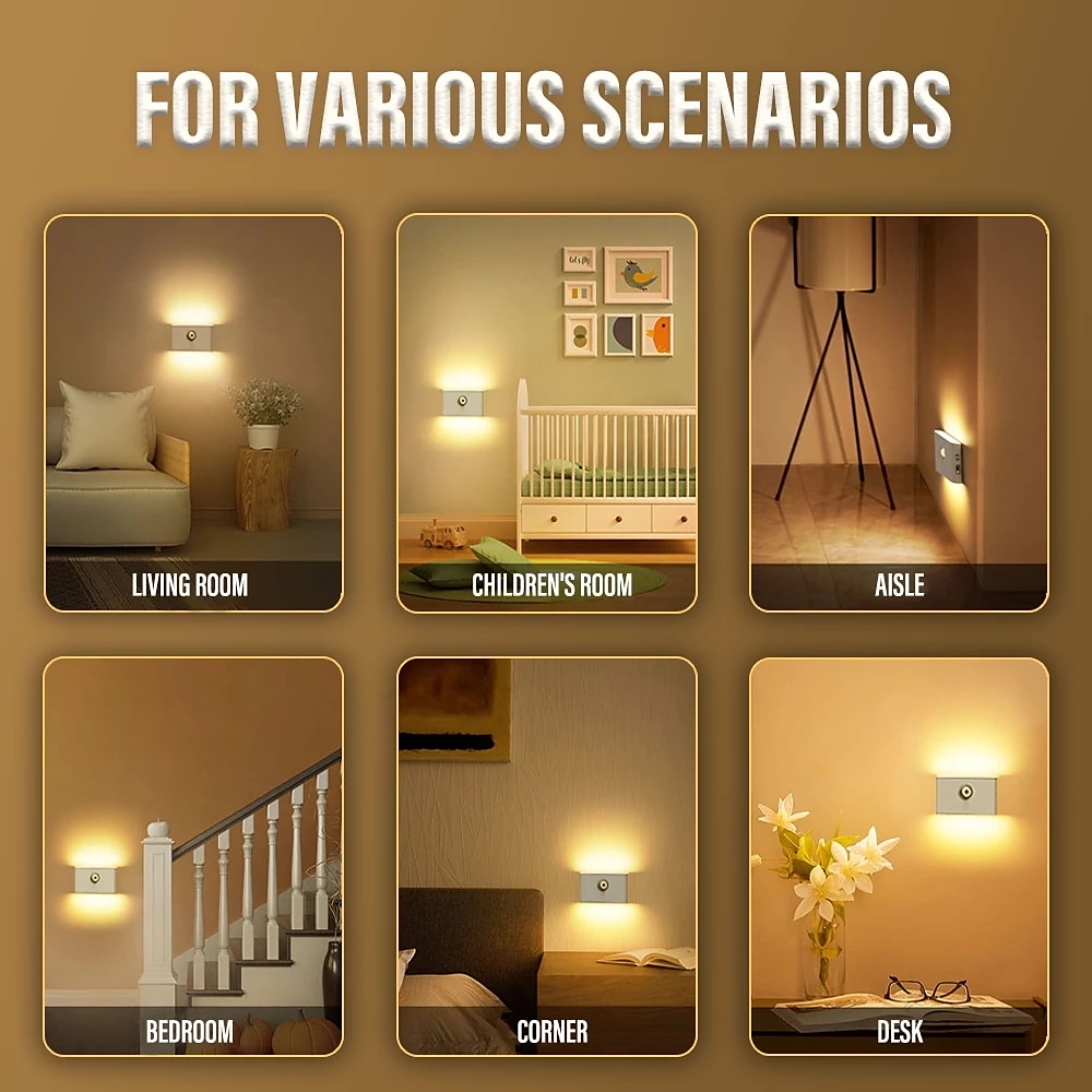led nachtverlichting bewegingssensor usb oplaadbare koppeling inductie draadloos nachtlampje keukenkast gang nachtlampje voor slaapkamer thuis trap doorgang verlichting 2025 - $10.99 -P12