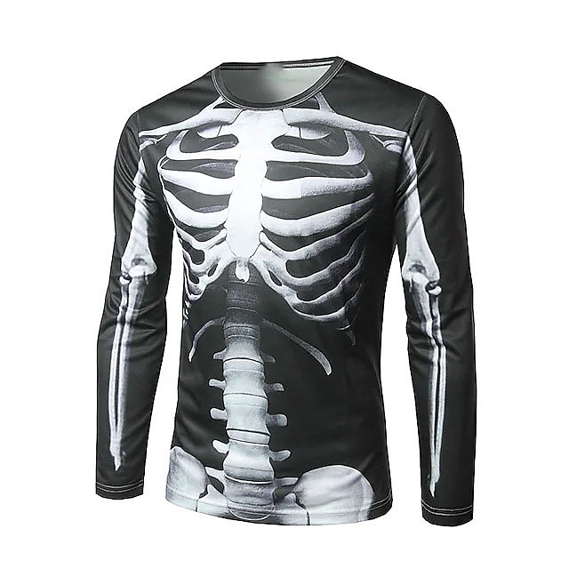 Herr Grafisk Skelett T-shirt halloween skjorta Långärmad T-shirt 3D-tryck Rund hals Skjorta Mode Ledigt Gata Dagligen Helgdag B C Svart Vår & Höst Kläder S M L XL XXL 4XL 5XL 2025 - $19.99 –P6