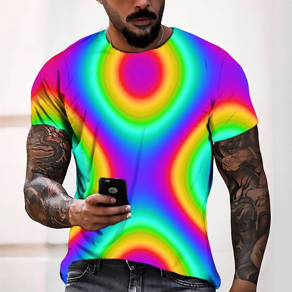 Homme Graphic T shirt Tee Manche Courte T-shirt 3D effet Col Rond Chemise Mode Frais Design Casual du quotidien Fin de semaine Rose Claire Bleu Vert Eté Vêtement Tenue Normal S M L XL 2XL 3XL 4XL de 2025 ? $17.99 –P3