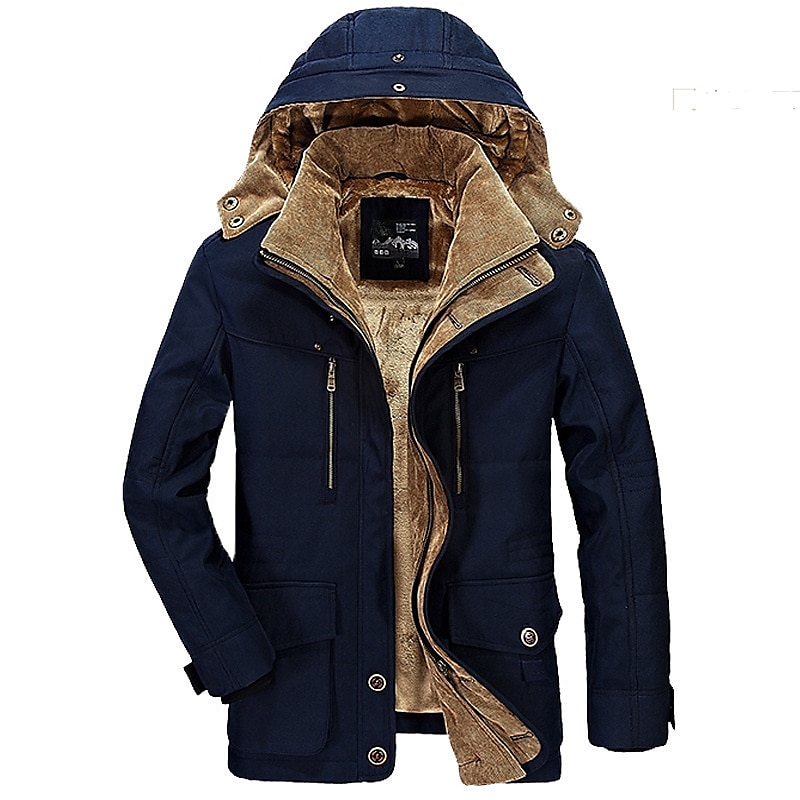 Herren Wintermantel Fleecejacke Warm Verdicken Outdoor Freizeitskleidung Feste Farbe Oberbekleidung Bekleidung Blau Grün Kaki 2025 - $111.99 –P3
