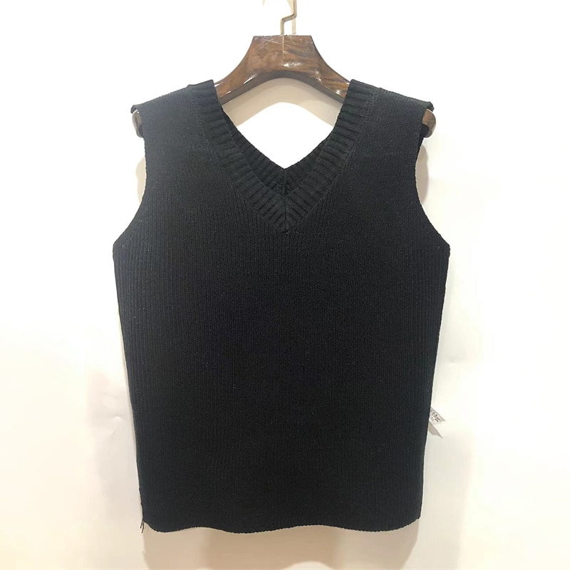 Women's Sweater Vest V Neck Crochet Knit Acrylic Knitted Fall Winter Outdoor Daily Going out Stylish Casual Soft Sleeveless Pure Color Maillard Black White Blue S M L 2023 - US $24.99 –P7