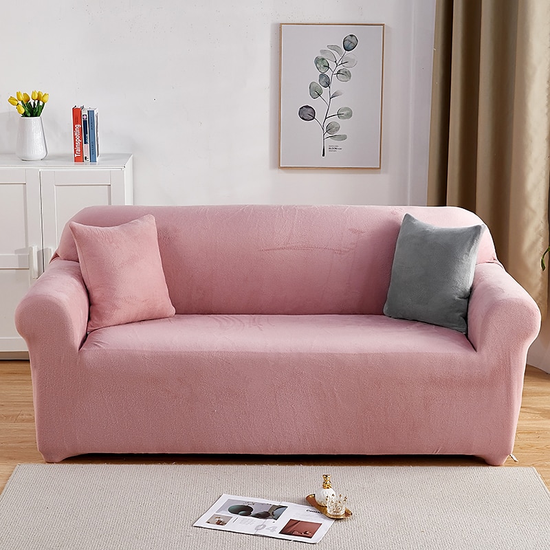 capa de sofá elástica espessa de pelúcia elástica sofá secional poltrona loveseat 4 ou 3 lugares em forma de l cinza macio durável lavável de 2025 por $51.99 –P13