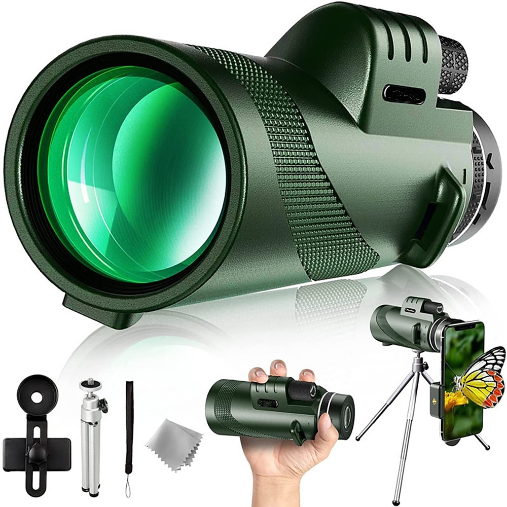 50x60 Monocular Telescope Phone Camera Waterproof Monocular Focus with Single Hand Clear Low Light Night Vision for Star Watching Ball Games Sightseeing Travel Camping Hiking Smartphone Adapter 2025 - $29.99 –P1