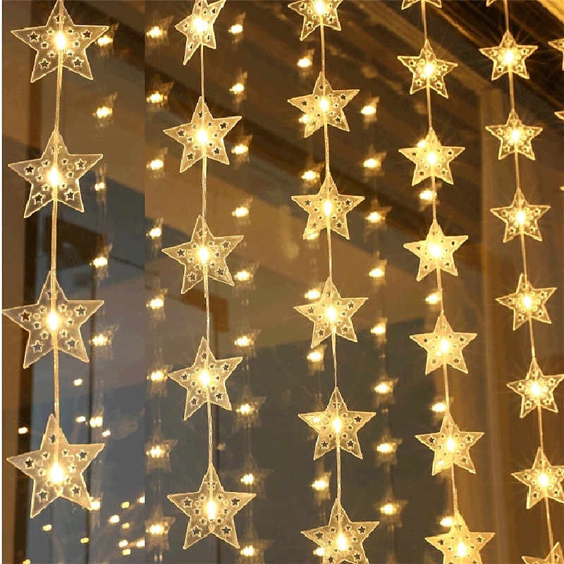 Star Window Curtain String Lights 3x2m Christmas Fairy Lights Waterproof USB Remote Control Garland Lights For Bedroom Wedding Xmas Holiday Decor 3X1M 3X2M 2025 - $20.99 –P2