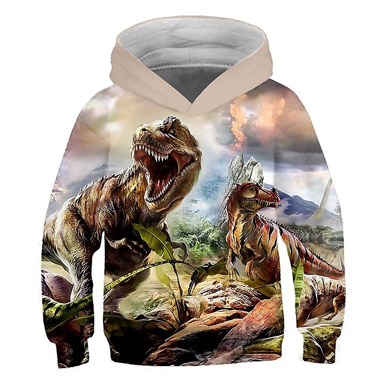 Kids Boys Girls Hoodie Pullover Cat Dinosaur Animal 3D Print Long Sleeve Kid Top Casual 2-12 Years Winter White Red Blue 2025 - $18.99 –P1