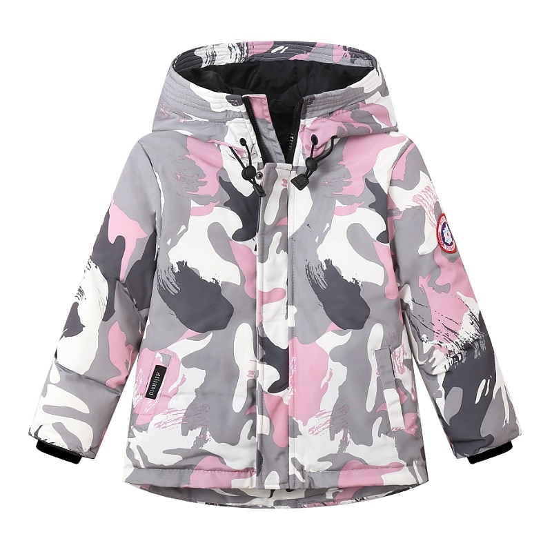Infantil Para Meninas Plumagem camuflagem Moda Ao ar livre Algodão Casaco agasalhos 3-13 anos Inverno Preto Azul Roxo / Outono de 2025 por GBP £25 –P6