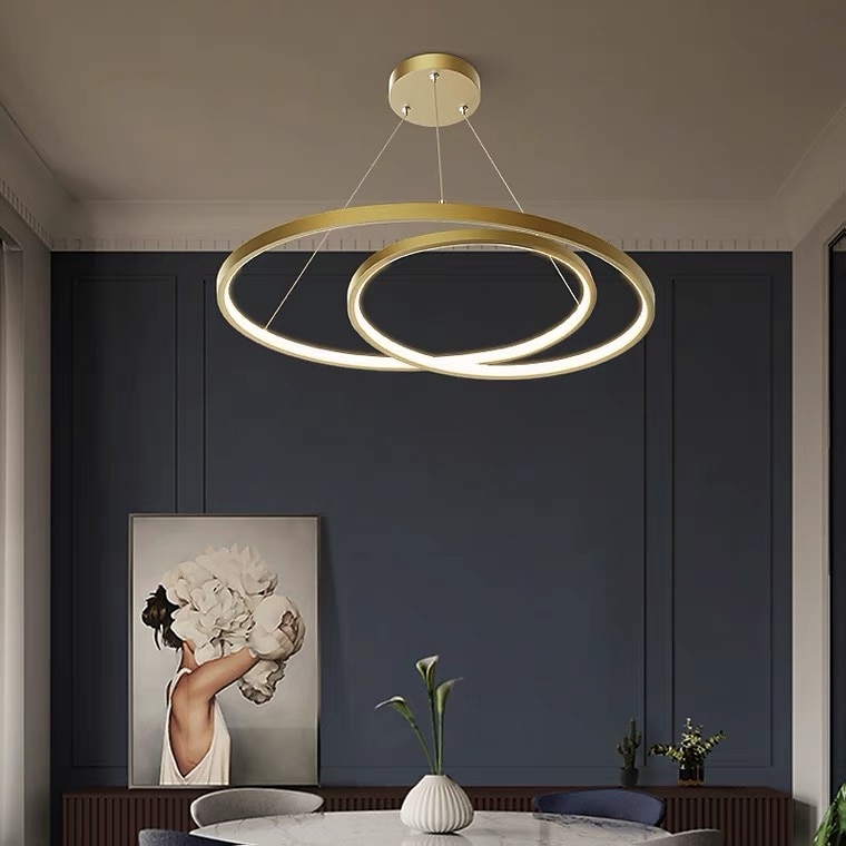 led pendentif lumière anneau cercle desig 24.1" 1 lumière anneau cercle conception dimmable aluminium peint finitions luxueux style moderne salle à manger chambre lampes suspendues en cristal de 2025 ? $449.99 –P1