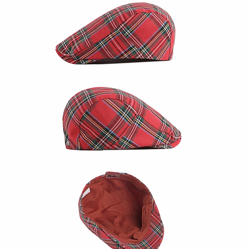 Homme Casquette Plate Rouge bleu marine Polyester Boucle réglable Imprimer simple Mode des années 1920 Vacances Plein Air Quotidien Fin de semaine Plaid Portable Confort Mode de 2025 ? $9.49 –P6
