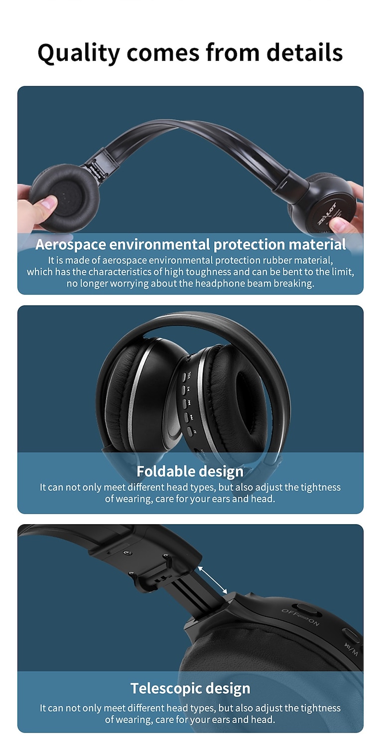 2025年 Zealot B570 ワイヤレスヘッドフォン FMラジオ オーバーイヤー Bluetoothステレオイヤフォンヘッドセット コンピュータ用電話TFカードAUXサポート  コレクション – $29.99 –P11