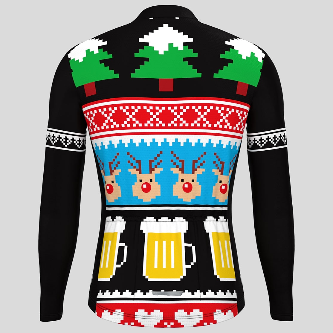 herrcykeltröja långärmad cykeltröja med 3 bakfickor ful jul rolig jul mountainbike mtb landsvägscykel cykling andas snabbtorkande fukttransporterande reflexremsor svart 2025 - $34.99 –P4