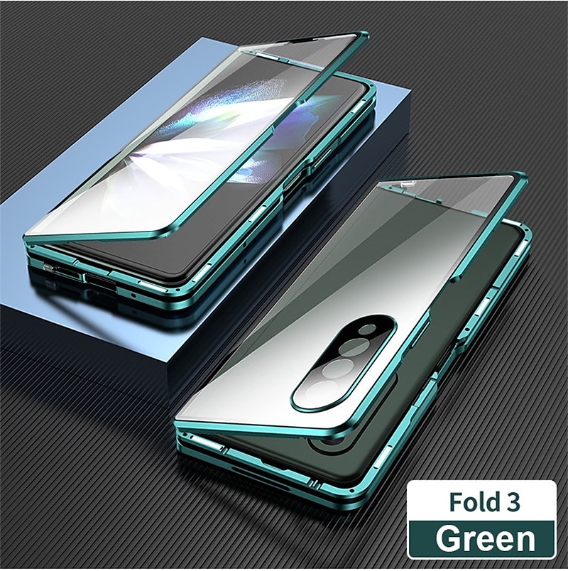 Phone Case For Samsung Galaxy Z Fold 5 Z Fold 4 Z Fold 3 Magnetic Adsorption Flip Mirror Transparent Transparent Tempered Glass Metal 2025 - $39.99 –P15