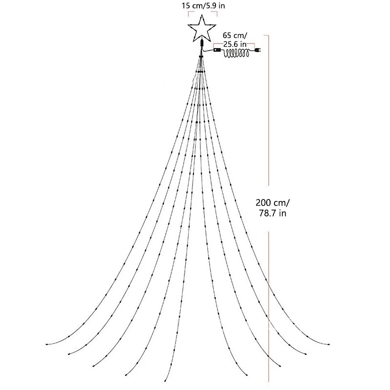Christmas Star String Lights Outdoor Decorations 9X2M 180LED Waterfall Tree Fairy Lights with Top Star For Garland Yard Party Holiday Xmas Colorful Light AC220V EU Plug 2025 - CAD $44.99 –P16
