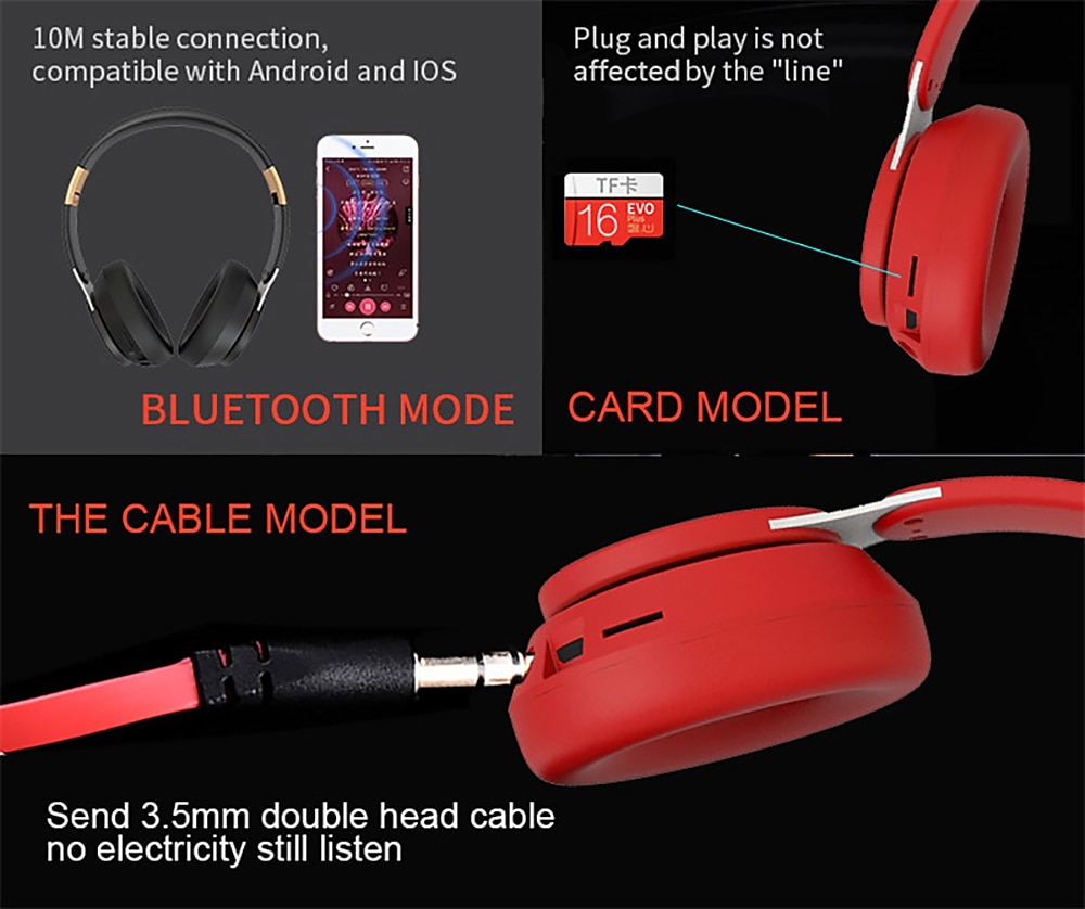 Wireless Headphones Noise Reduction Bluetooth 5.0 Headset Foldable Earphones HiFi 9D Bass Stereo Earphone Sport Headset With Microphone 2025 - $27.99 –P9