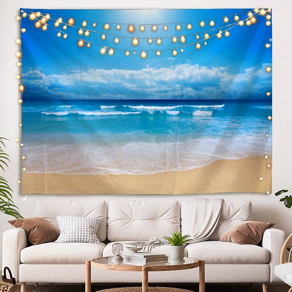 Wandteppich Kunst Dekor Decke Vorhang Picknick Tischdecke hängen zu Hause Schlafzimmer Wohnzimmer Wohnheim Landschaft Strand Meer Ozean Welle Sonnenaufgang Sonnenuntergang Wandtuch XXL Natur 2025 - $16.99 –P7