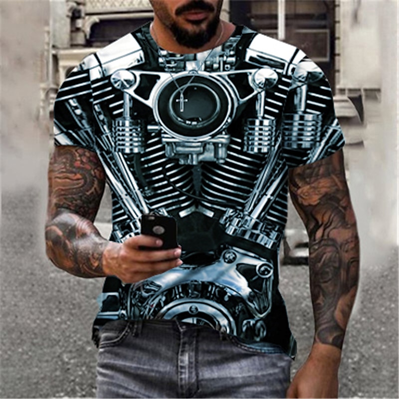 Hombre Máquina Moto Camiseta Manga Corta Camiseta Impresión 3D Escote Redondo Camisa Deportes Moda Design Exterior Vacaciones Calle Negro Rojo Azul Piscina Verano Ropa S M L XL XXL XXXL 4XL 2026 - €15.99 –P4