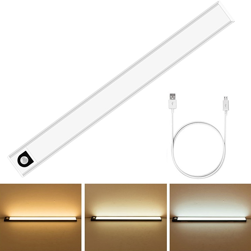 led nattlys bevegelsessensor usb oppladbar ultratynn kjøkkenskap skaplampe pir bevegelsessensor trådløs nattlampe soverom korridor gang sovesal belysning 2025 - $12.49 –P5