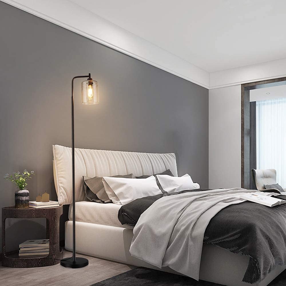 LED Floor Lamp with Suspended Bubble Glass Shade and Unique LED Bulbs Suitable for Bedroom and Living Room Modern Vertical Industrial Lamp High Pole Lamp Suitable for Office 2025 - $175.99 –P1