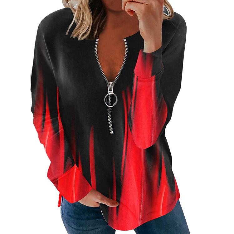 Women's Hoodie Graphic Color Gradient Printing Streetwear Basic Long Sleeve Round Neck Crewneck Daily Sports Zip Up Gradient - red Gradient - blue Gradient - wine red Gradient - Purple Gradient 2025 - $27.99 –P1