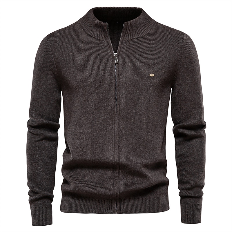 Herren Pullover Strickjacke Pullover mit Viertelreißverschluss Gerippt Stricken Zip Strick Einfarbig Stehkragen Warm-Ups Moderne zeitgenössische Freizeitskleidung Urlaub Bekleidung Herbst Winter 2025 - $44.99 –P5