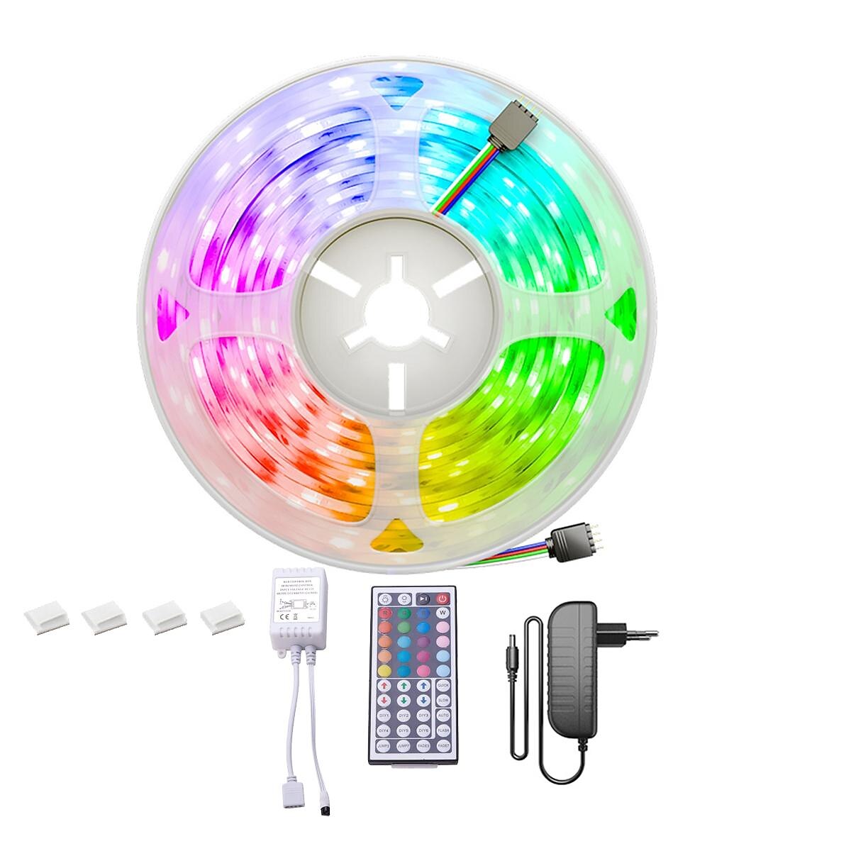 Taśmy led rgb 5050 20m 65.6ft ultra długie zmieniające kolor paski świetlne led zestaw z 44 klawiszami ir pilot zdalnego światła led do sypialni kuchnia dekoracja wnętrz 2025 - $17.99 –P2