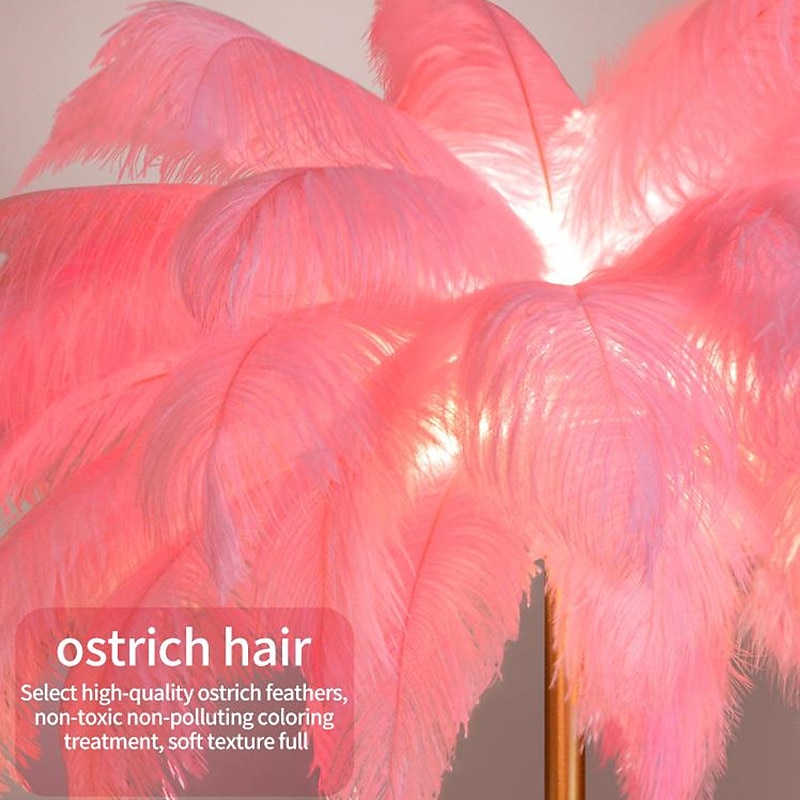 Floor Light Standing Reading Lamp Modern Ostrich Feather Gold Floor Lamp Metal Bronze Nordic Standing Lamp Villa Hotel Decor Lighting Bedroom Bedside Floor Lamp Christmas gift 2025 - $273.79 –P7