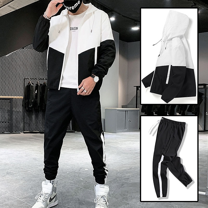 Men's Tracksuit Sweatsuit Jogging Suits Black Blue Green Hooded Color Block Pocket 2 Piece Sports & Outdoor Daily Sports Cool Sportswear Casual Fall Spring Clothing Apparel Hoodies Sweatshirts  Long 2025 - $35.99 –P5