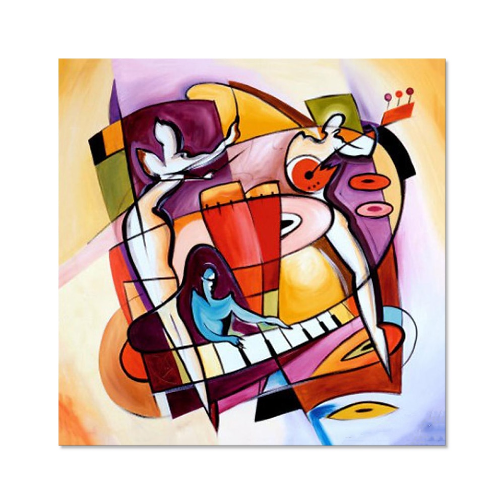 håndlaget oljemaleri lerret veggkunst dekorasjon kandinsky stil postmoderne abstrakt for hjemmeinnredning rullet rammeløst ustrukket maleri 2025 - $61.99 -P1