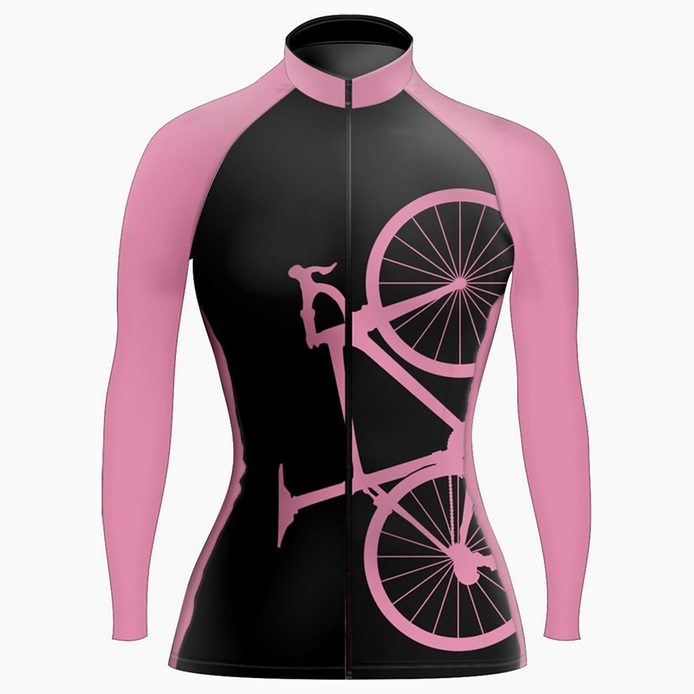 Women's Cycling Jersey Graphic Funny Long Sleeve Bike Jersey Top with 3 Rear Pockets Mountain Bike MTB Road Bike Cycling Quick Dry Reflective Strips Back Pocket Moisture Wicking Sports Rose Red 2026 - $34.99 –P7