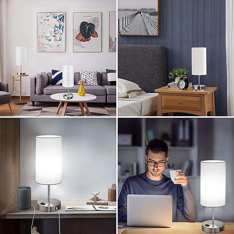Lâmpadas de cabeceira com porta de carregamento usb sensor de toque para quarto sala de leitura proteção para os olhos moderno contemporâneo estilo nórdico de 2025 por $109.99 –P5