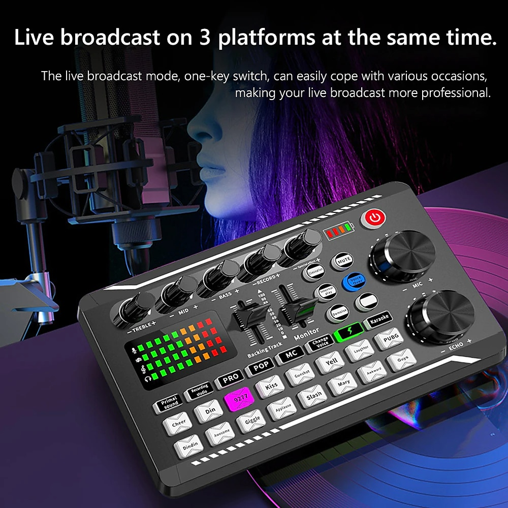 Professional Audio Mixer, Live Sound Card and Audio Interface with DJ Mixer Effects and Voice Changer,Podcast Production Studio Equipment, Prefect for Streaming/Podcasting/Gaming 2025 - $51.99 –P8
