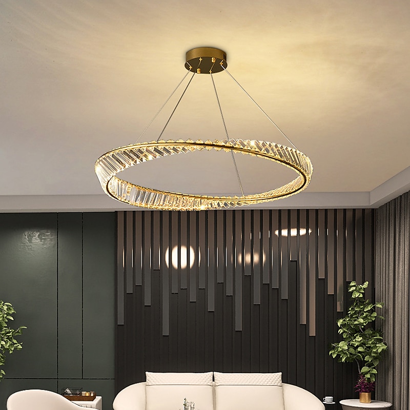 Lámparas colgantes led circle diseño redondo 60/80 cm montaje empotrado 1 luz anillo regulable aluminio acabados pintados lujoso estilo moderno comedor dormitorio lámparas colgantes 2025 - $603.59 –P2