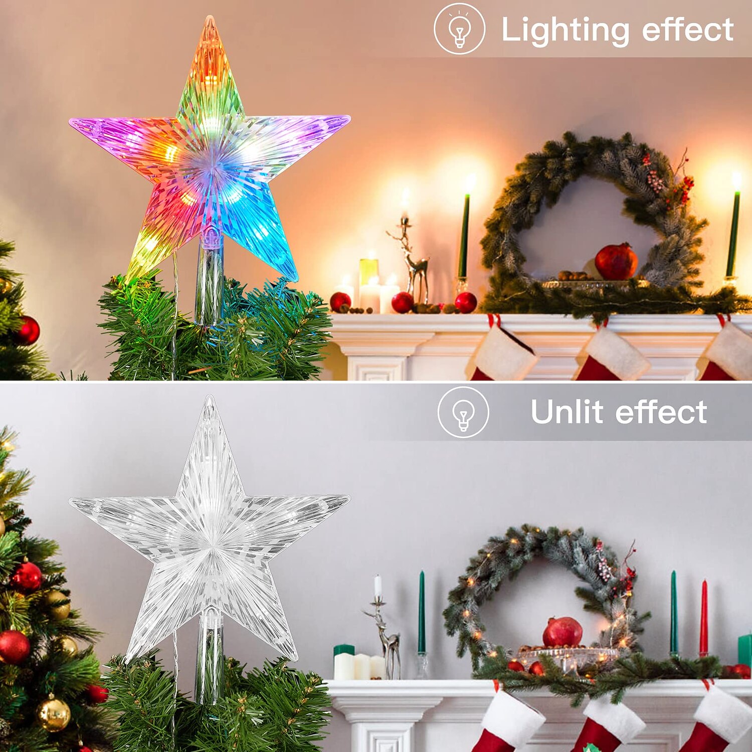 lumini pentru stele pentru brad de Crăciun, cu lumină de noapte cu LED, ornamente pentru brad de Crăciun, led pentru acasă, decor petrecere de revelion, iluminat de vacanță, puterea bateriei aa 2025 - $14.99 –P14