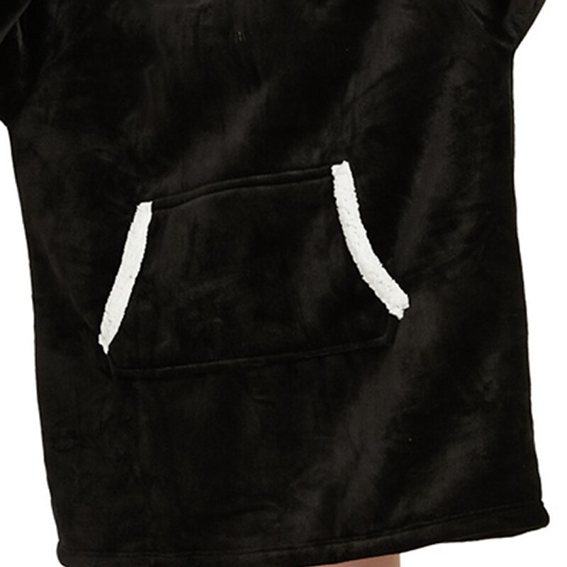 Herren Schlafanzug Nachtwäsche Tragbare Decke Hoodie-Decke Einfarbig Modisch Einfach Plüsch Heim Polyester Warm Atmungsaktiv Kapuzenpullover Lange Robe Tasche Kapuzenpullover Winter Schwarz Rot Blau 2025 - $19.49 –P4