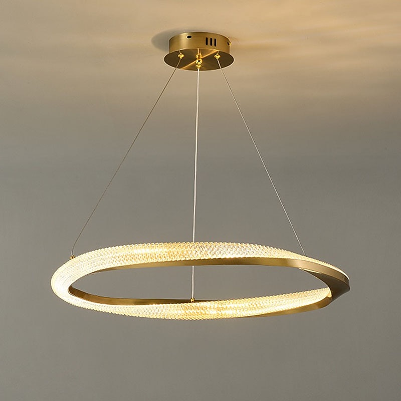 lampada a sospensione a led cerchio design rotondo, lampadario a led moderno in cristallo da 60 cm per soggiorno design creativo di lusso lampada in oro lampada a sospensione rotonda con isola da del 2025 a $549.99 –P5