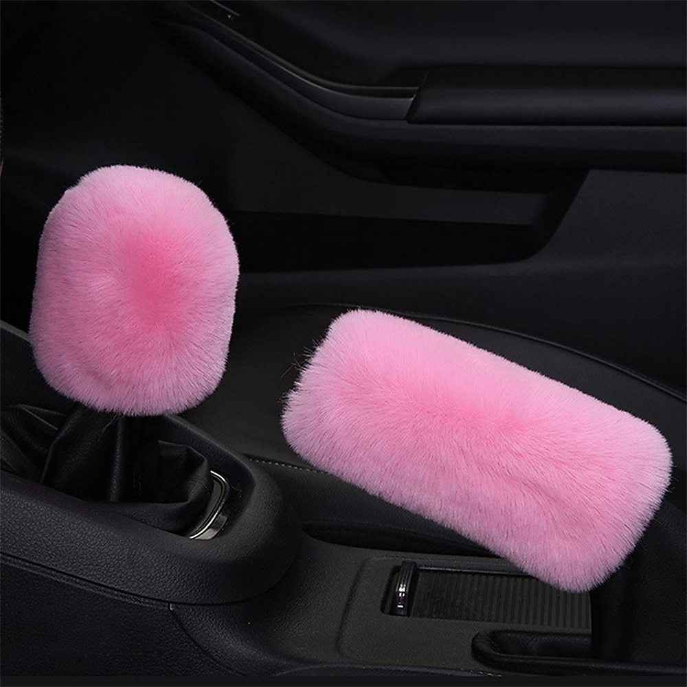 6 Pcs/Set Fluffy Faux Wool Car Steering Wheel Cover  Furry Seatbelt Shoulder Pads Auto Center Console Armrest Pads Gear Shift Knob Cover Handbrake Cover Universal Warm Winter 2025 - $21.99 –P9