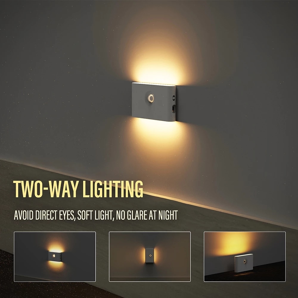 led nachtverlichting bewegingssensor usb oplaadbare koppeling inductie draadloos nachtlampje keukenkast gang nachtlampje voor slaapkamer thuis trap doorgang verlichting 2025 - $10.99 -P6