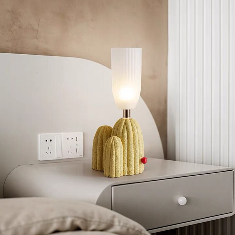 Table Lamp Cactus Green White Resin Clear Glass Desk Light Bedroom Bedside lamp Home Decor Lighting Fixtures 2025 - $291.99 –P7