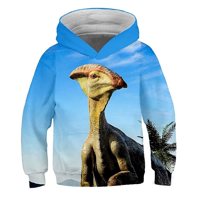 Kids Boys Girls Hoodie Pullover Cat Dinosaur Animal 3D Print Long Sleeve Kid Top Casual 2-12 Years Winter White Red Blue 2025 - $18.99 –P4