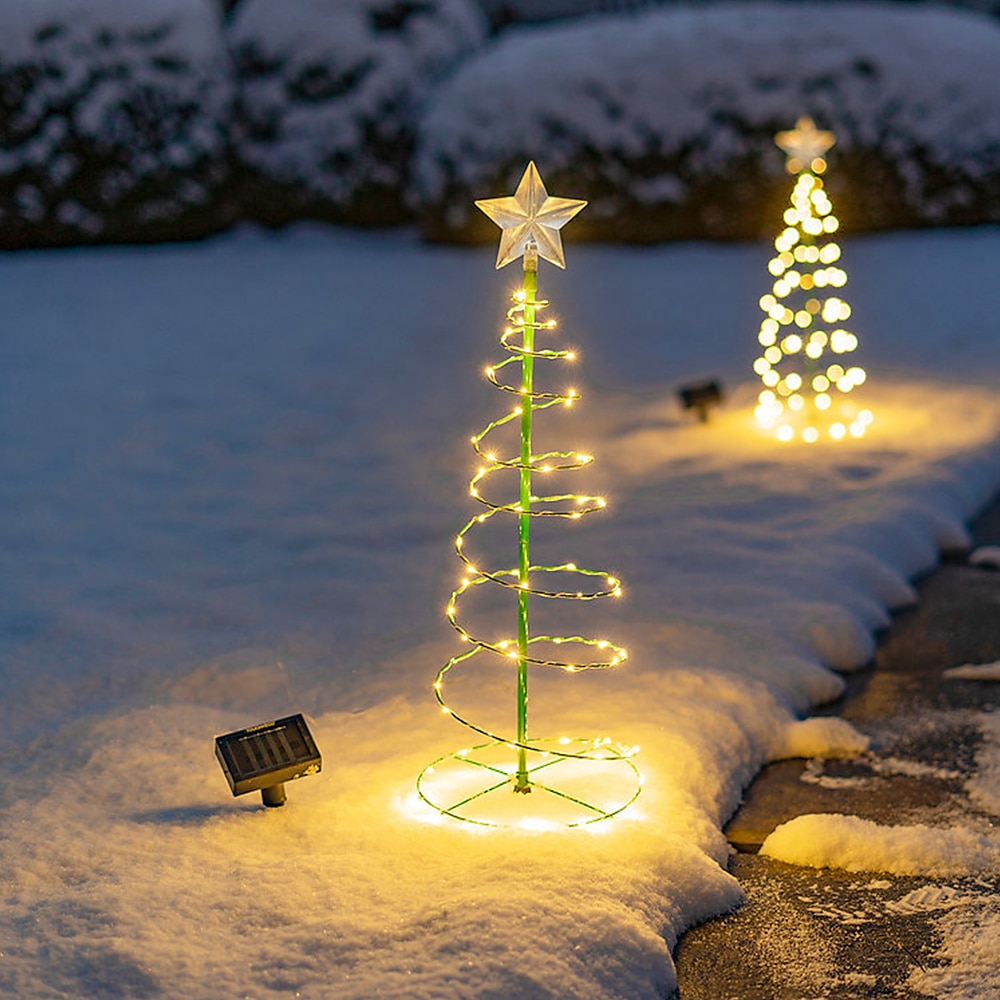 albero di natale con luci luci di via all'aperto solare 50 led luci di palo a led lampade a stringa giardino esterno albero di natale in metallo 6 m / 19,7 pollici del 2025 a $19.99 –P6