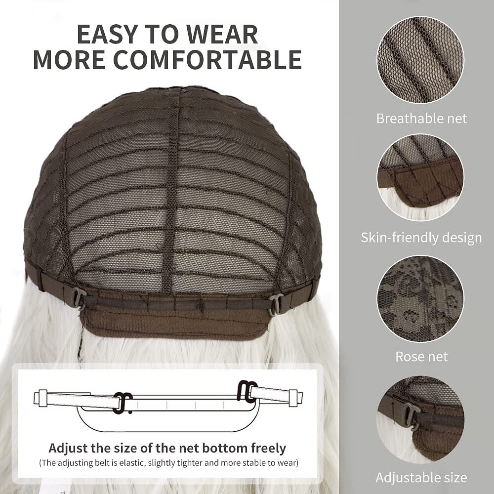 Ombre White Wig Long Wavy Wigs with Bangs for Women Wig Long Platinum Blonde Wig Natural Looking Synthetic Heat Resistant Hair Wigs for Daily Party Wig 26 Inches Christmas Party Wigs 2025 - $31.99 –P6