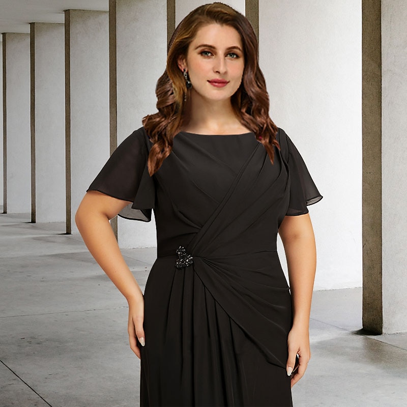 formal black cape dress Lavender Puffed Sleeve Prom Dresses Wrinkled Tulle Beaded Lace Formal –  vigocouture main image 1