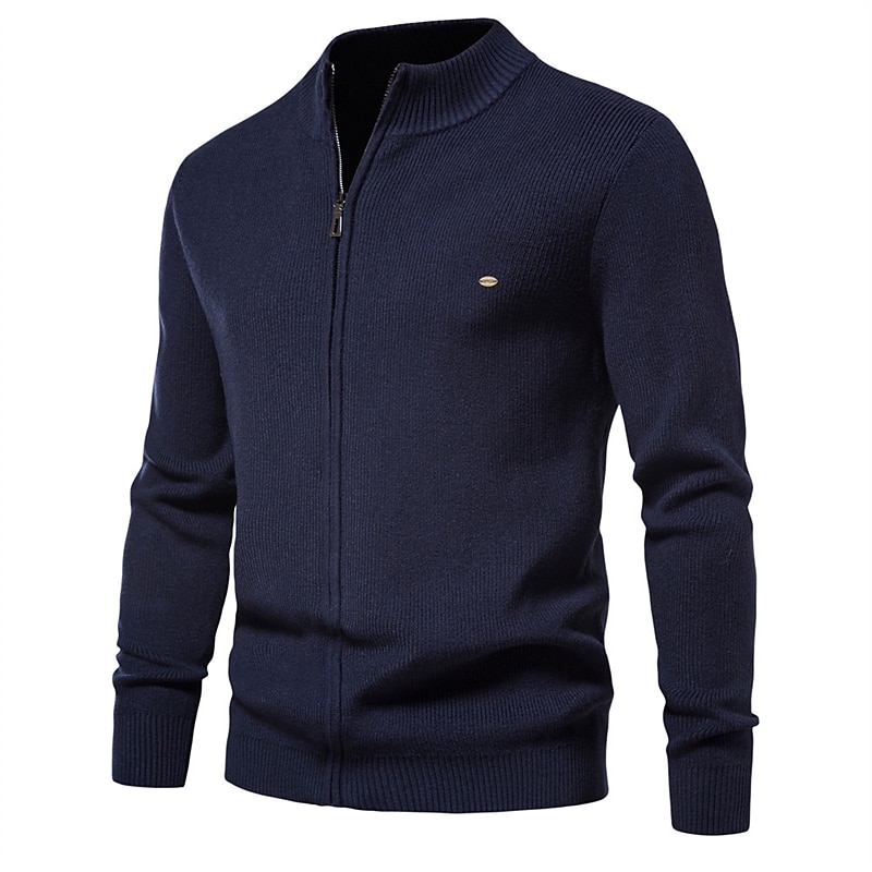Herren Pullover Strickjacke Pullover mit Viertelreißverschluss Gerippt Stricken Zip Strick Einfarbig Stehkragen Warm-Ups Moderne zeitgenössische Freizeitskleidung Urlaub Bekleidung Herbst Winter 2025 - $44.99 –P2