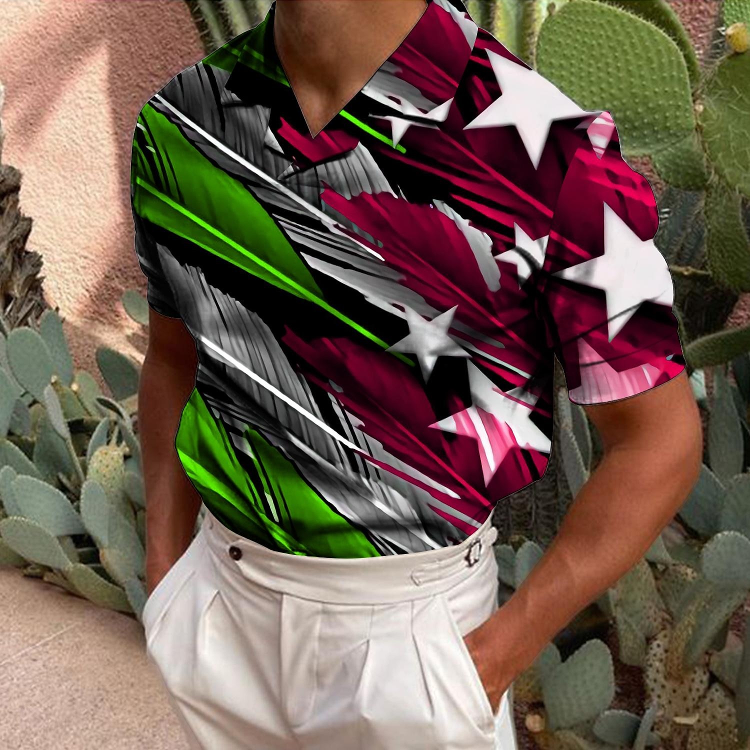 Hombre veteranos Patriótico Bandera Camisetas polo Camiseta de golf Manga Corta Camisa Cuello Vuelto Casual Diario Impresión 3D Rojo Azul Piscina Verde Trébol Gris Oscuro Estampado Abotonar Ropa Moda 2025 - $22.99 –P4