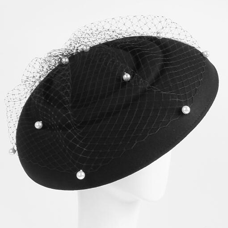 Moda elegante tule/100% lã chapéus com pérolas/tule 1 peça festa/noite/feriado capacete/chapéus de palha com cetim bowknot casual/feriado capacete/proteção solar de 2026 por $54.99 –P8