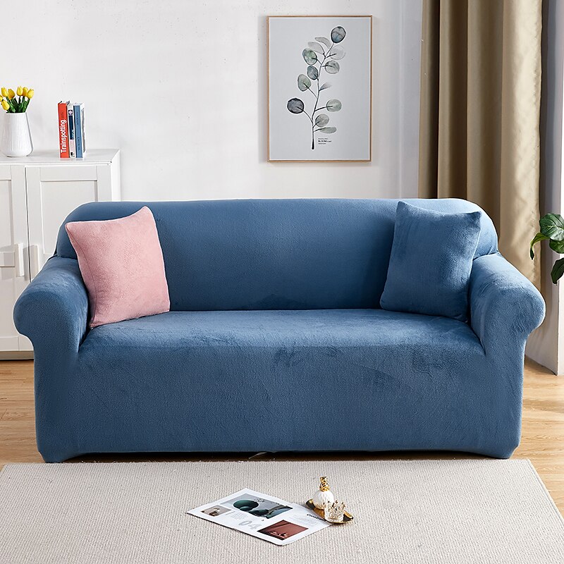 capa de sofá elástica espessa de pelúcia elástica sofá secional poltrona loveseat 4 ou 3 lugares em forma de l cinza macio durável lavável de 2025 por $51.99 –P14