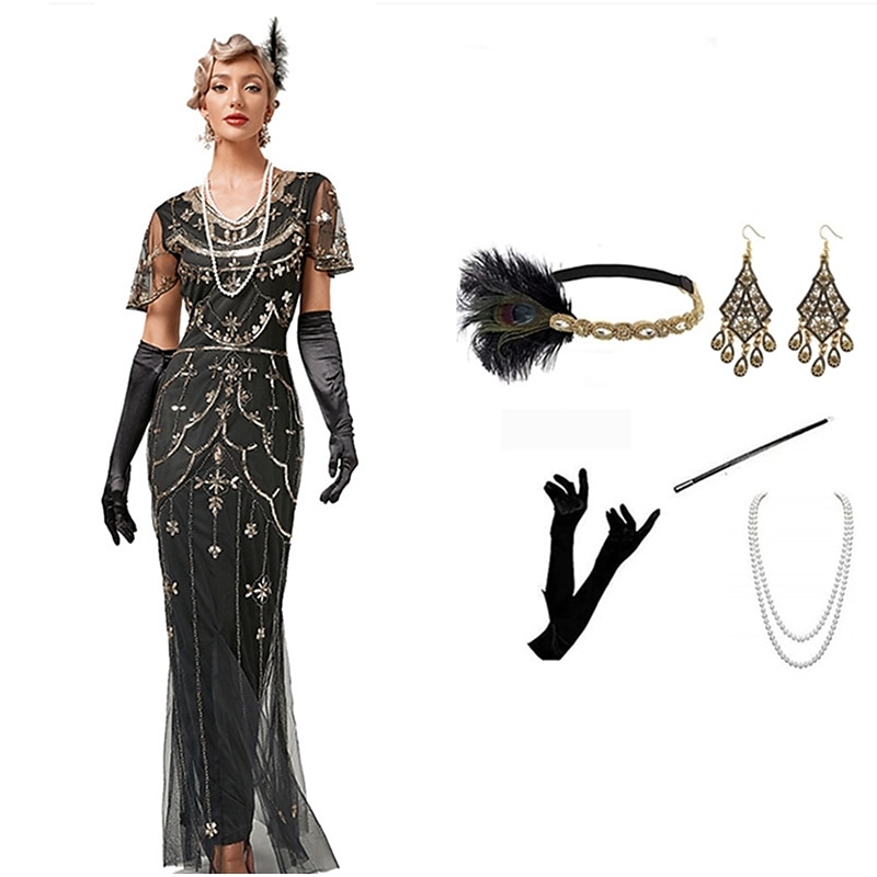 Ispirazione vintage anni '20 Il grande Gatsby vestito flapper abiti costume  da festa in maschera il