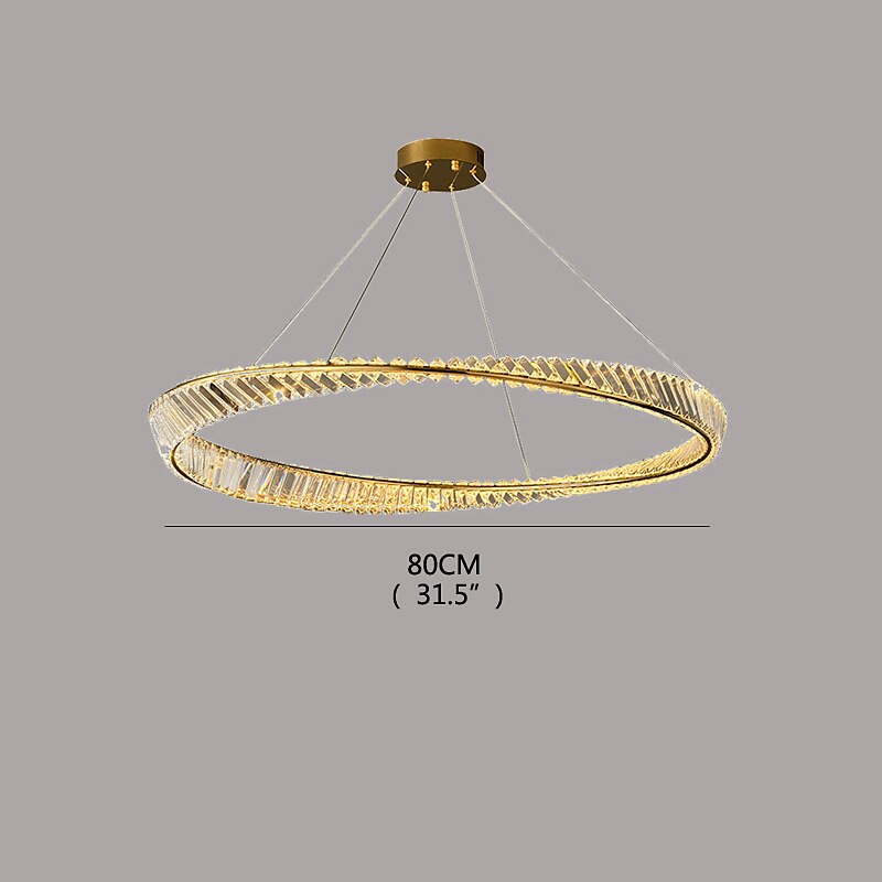Lámparas colgantes led circle diseño redondo 60/80 cm montaje empotrado 1 luz anillo regulable aluminio acabados pintados lujoso estilo moderno comedor dormitorio lámparas colgantes 2025 - $603.59 –P6