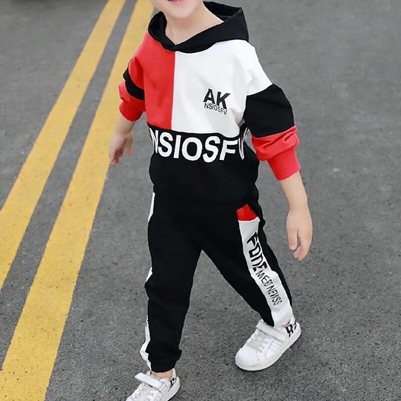 2-delig Kinderen Jongens Hoodie & shorts Kledingset Kleding Brief Lange mouw Katoen Set Buiten Modieus Dagelijks Winter Herfst 7-13 jaar blauw Rood 2025 - $23.99 –P4